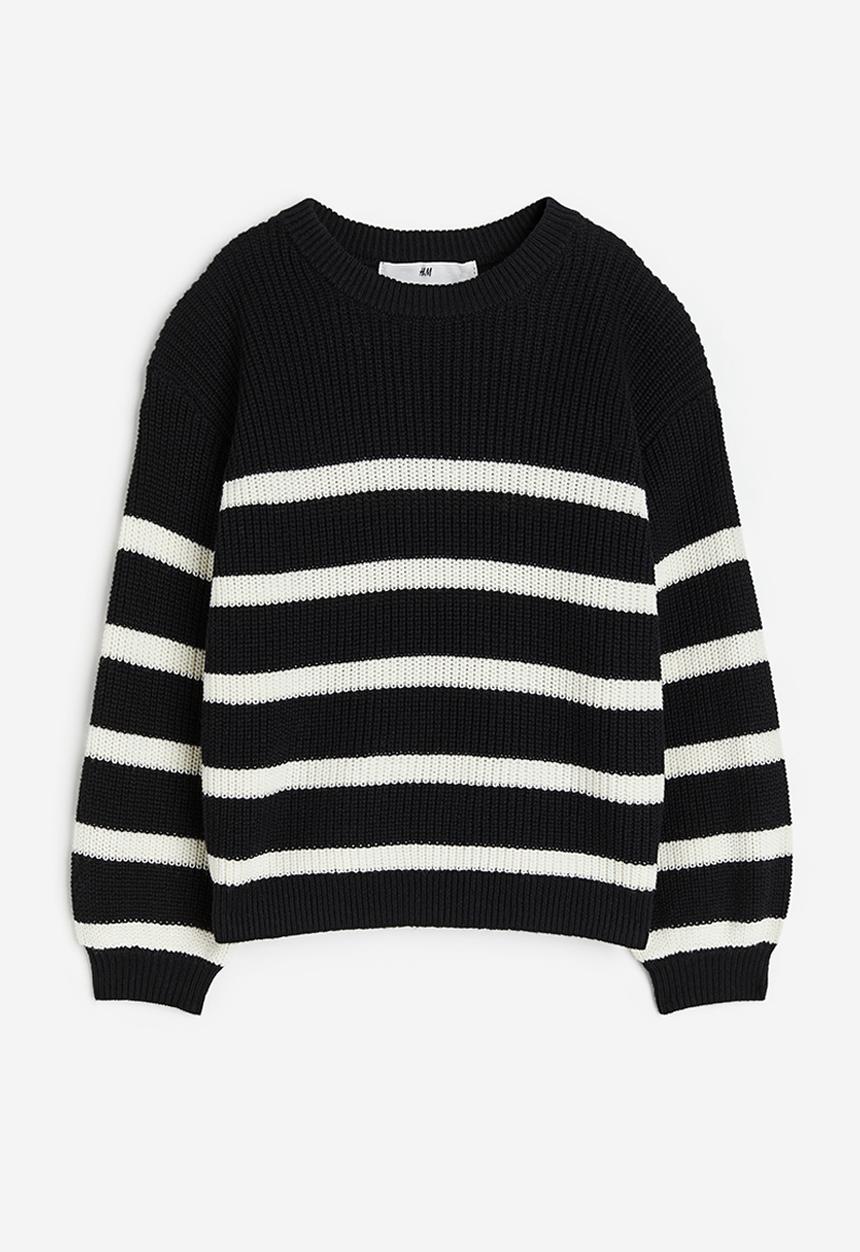 H&M - Textured-knit jumper - black & striped