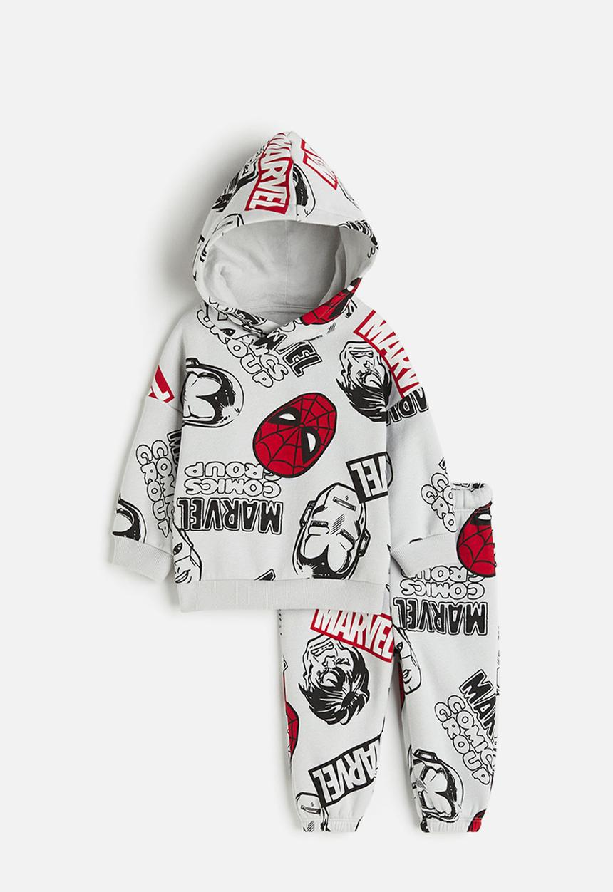 H&M - 2-Piece printed sweatshirt set - grey & marvel 