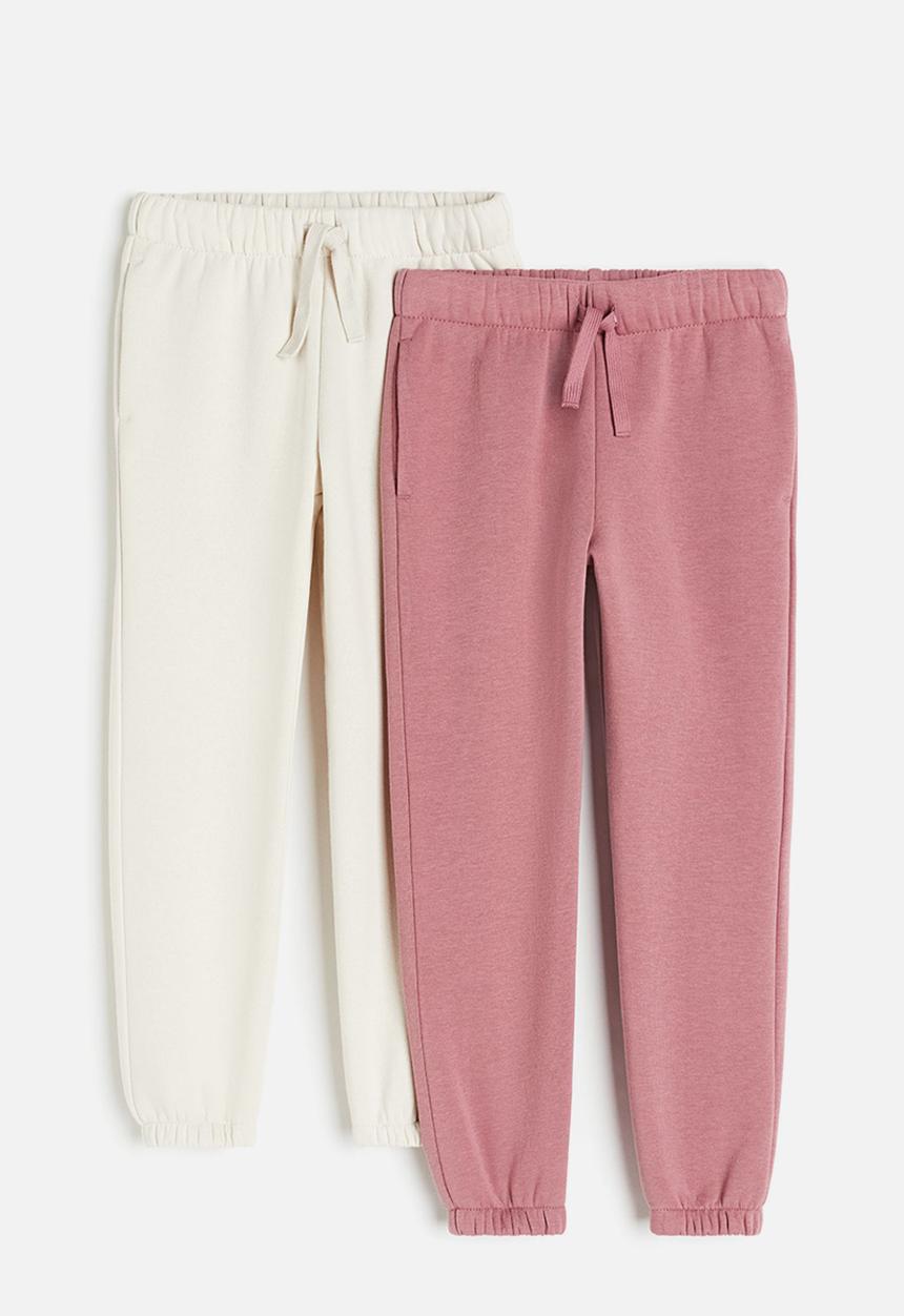 H&M - 2-Pack joggers - old rose & natural white