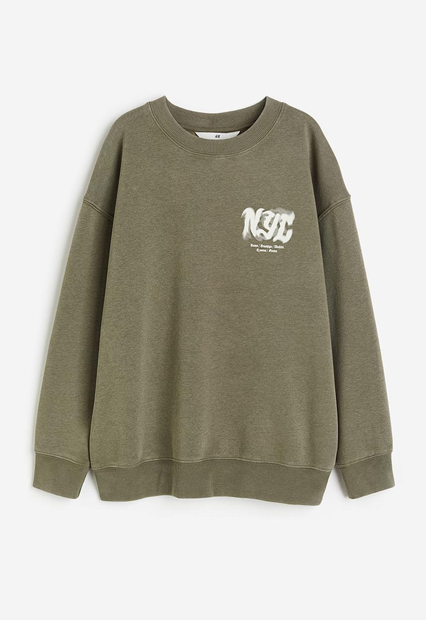H&M - Sweatshirt - dark khaki green & nyc