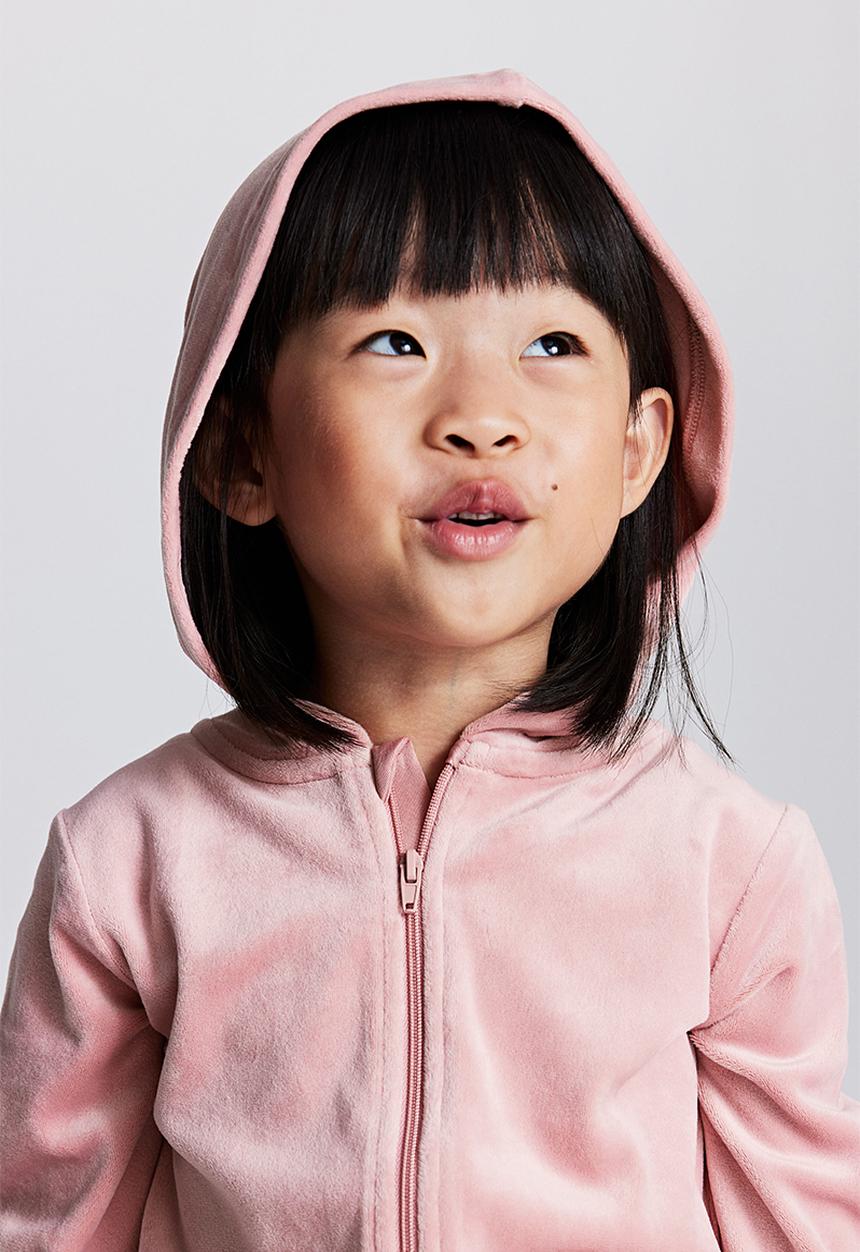 H&M - Velour zip-through hoodie - pink