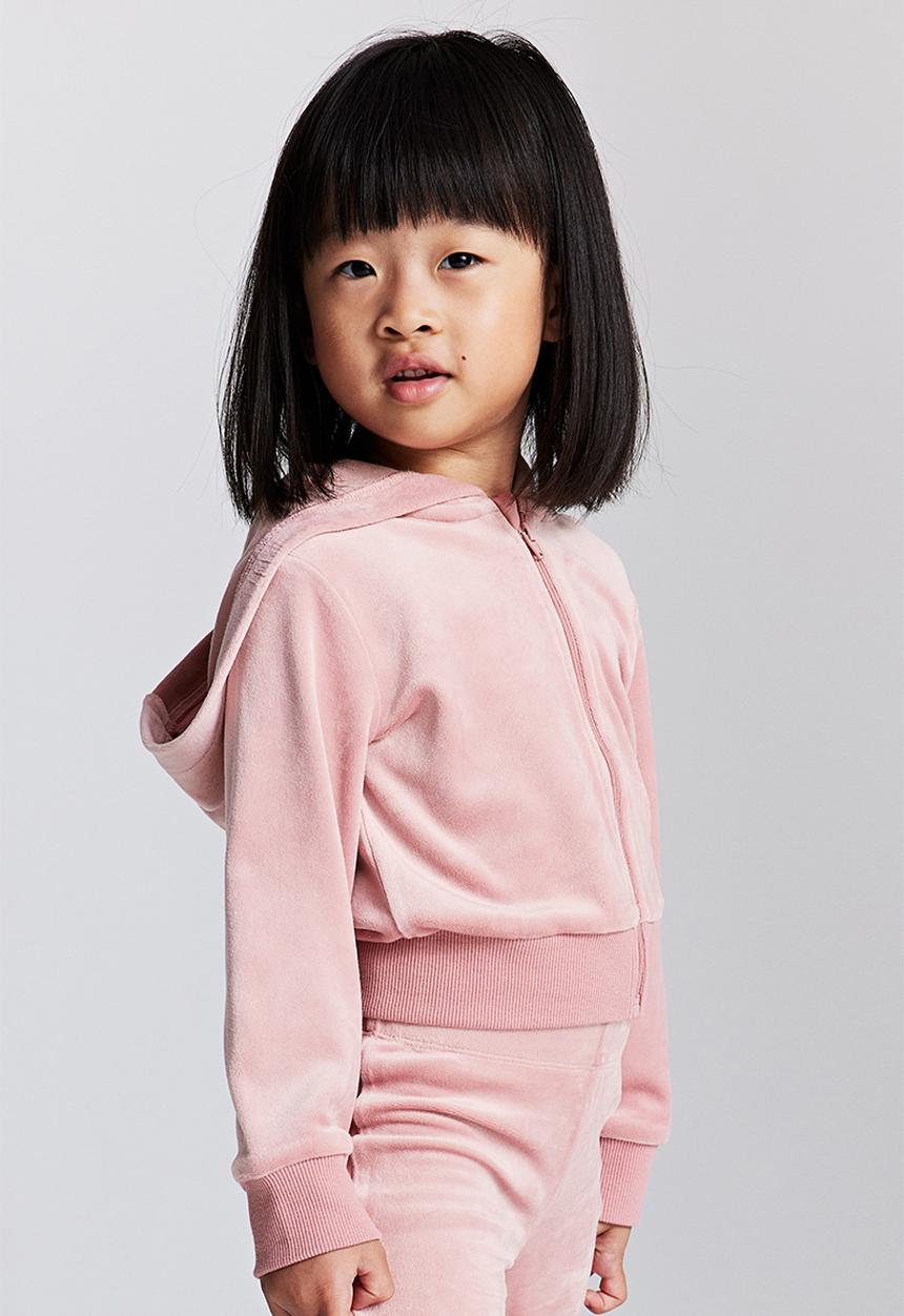 H&M - Velour zip-through hoodie - pink
