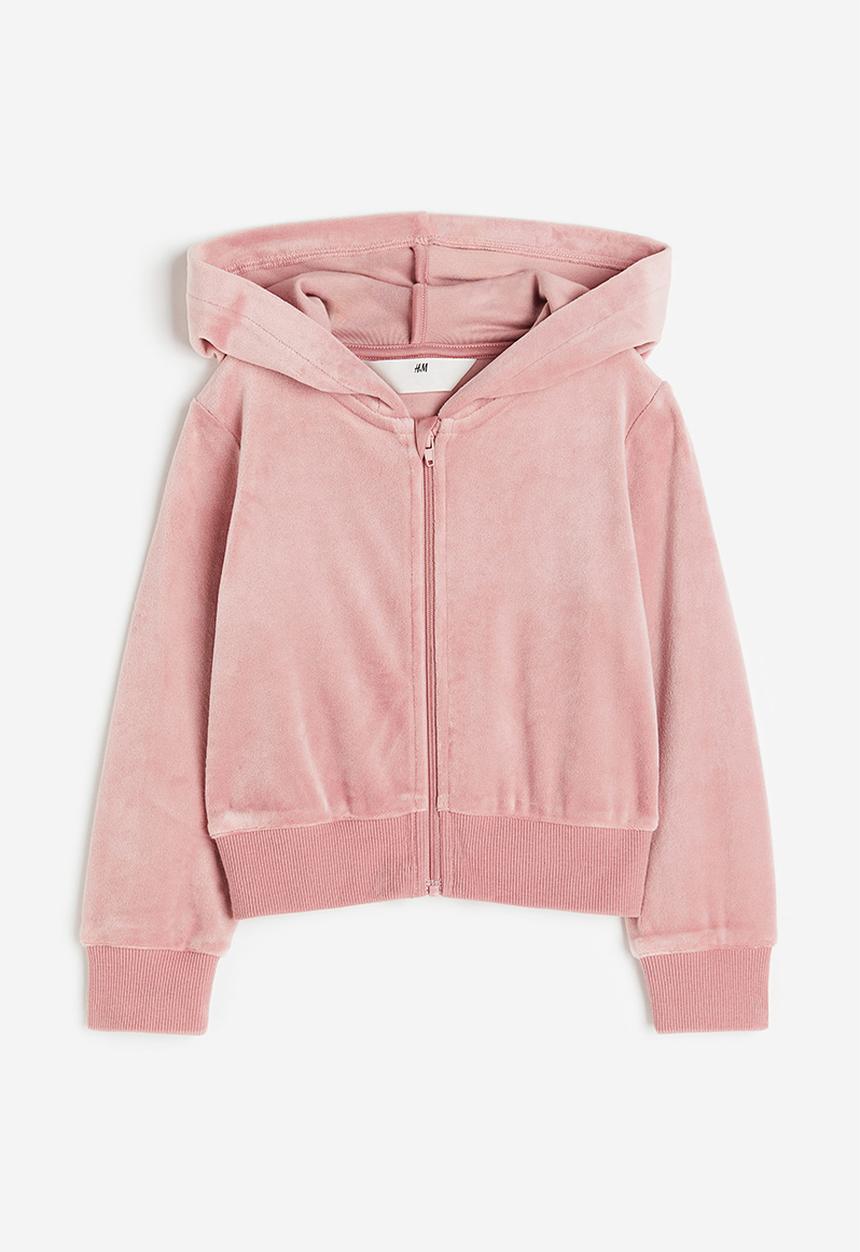 H&M - Velour zip-through hoodie - pink