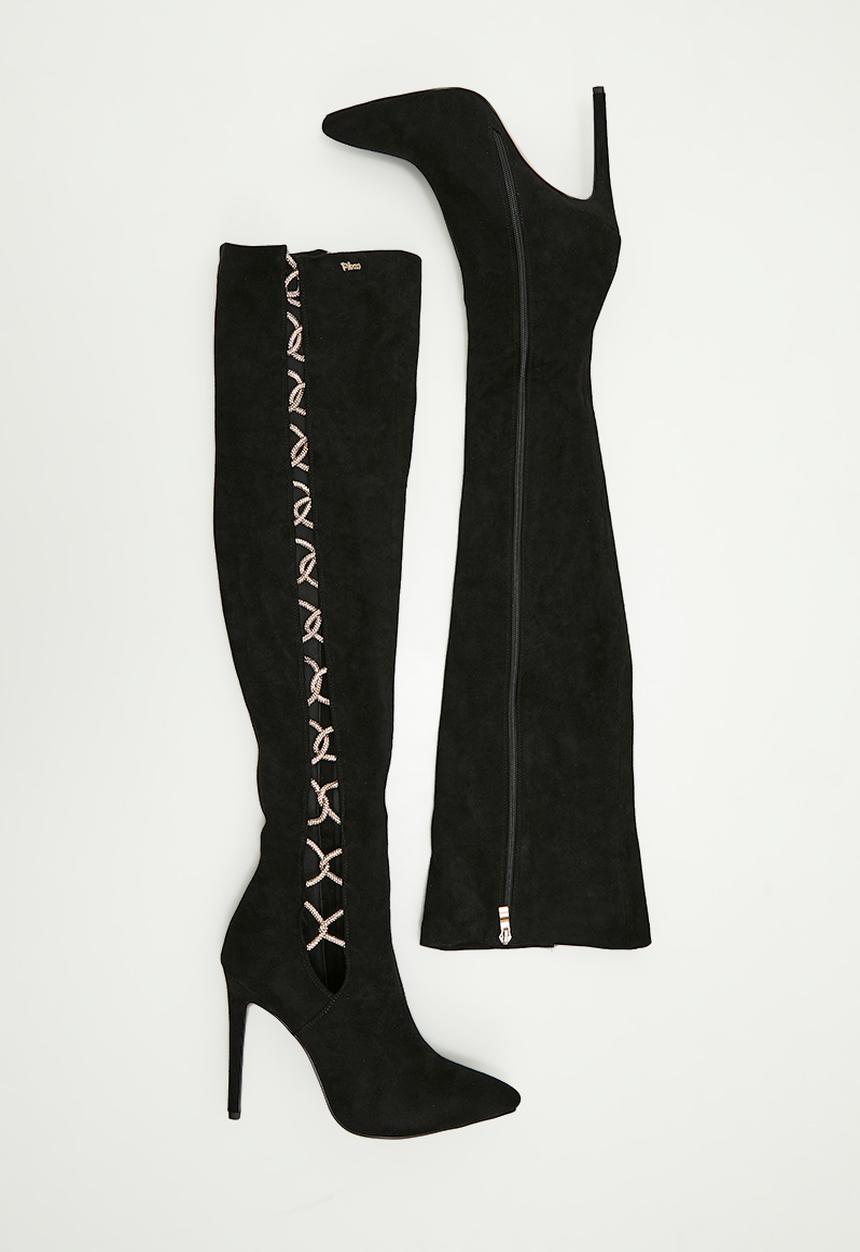 Plum - Giada stiletto boot - black