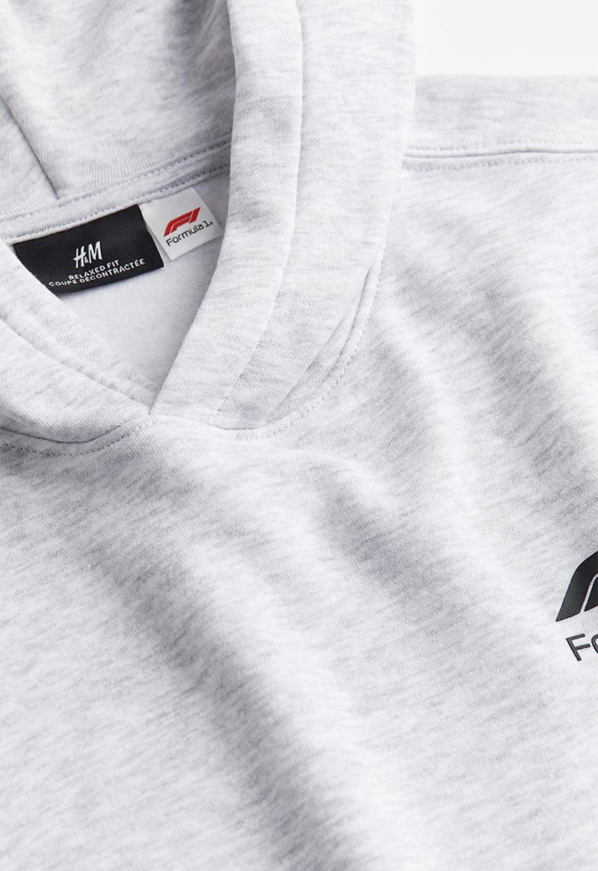 H&M - Loose fit hoodie - light grey marl/formula 1