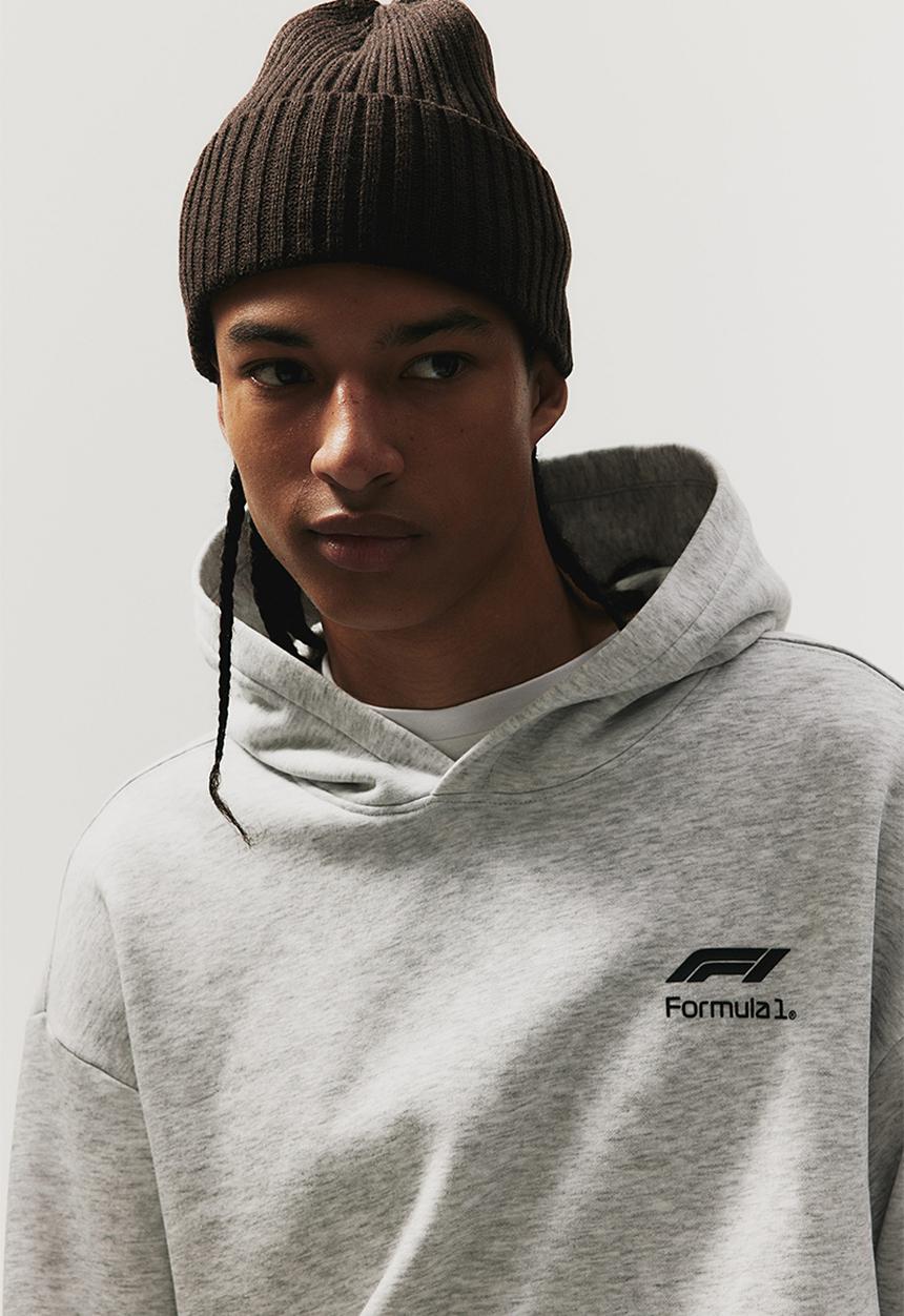 H&M - Loose fit hoodie - light grey marl/formula 1