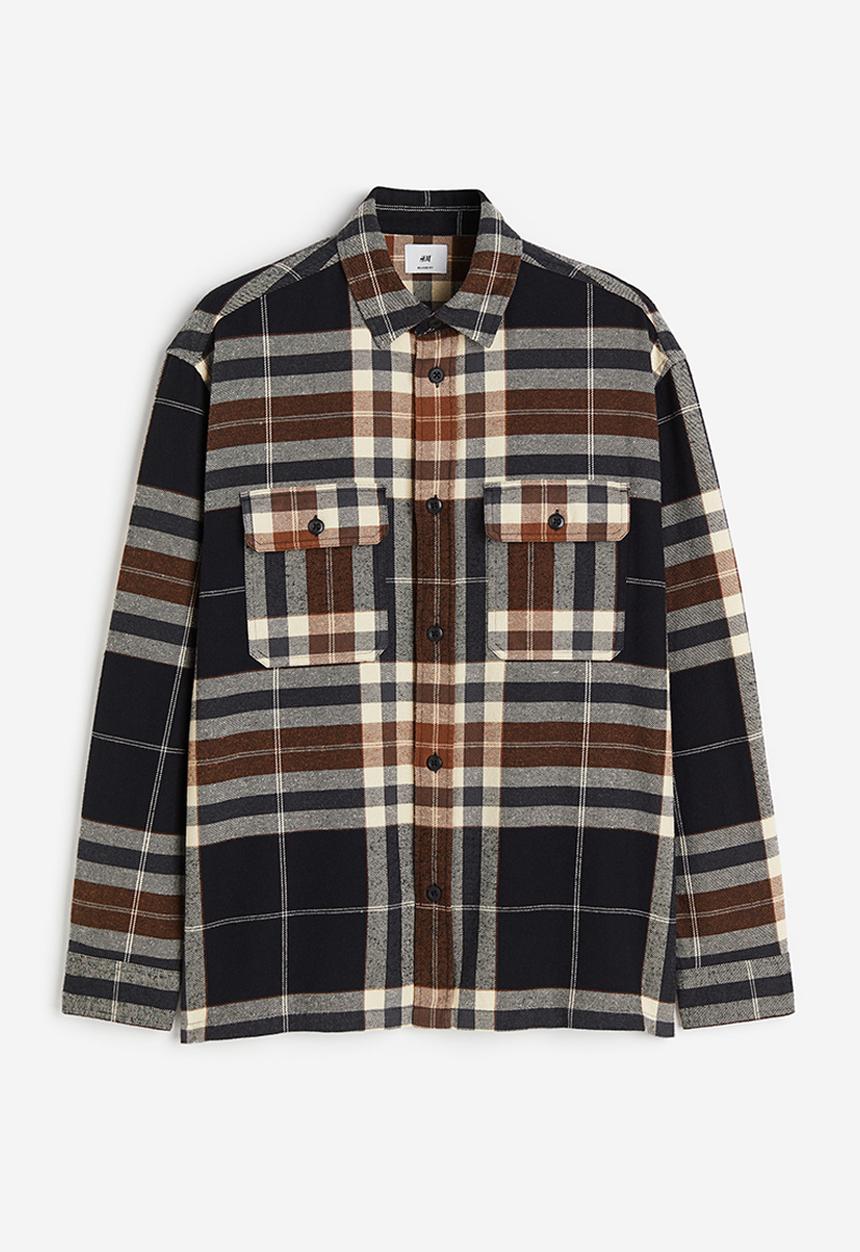 H&M - Relaxed fit overshirt - brown,multi