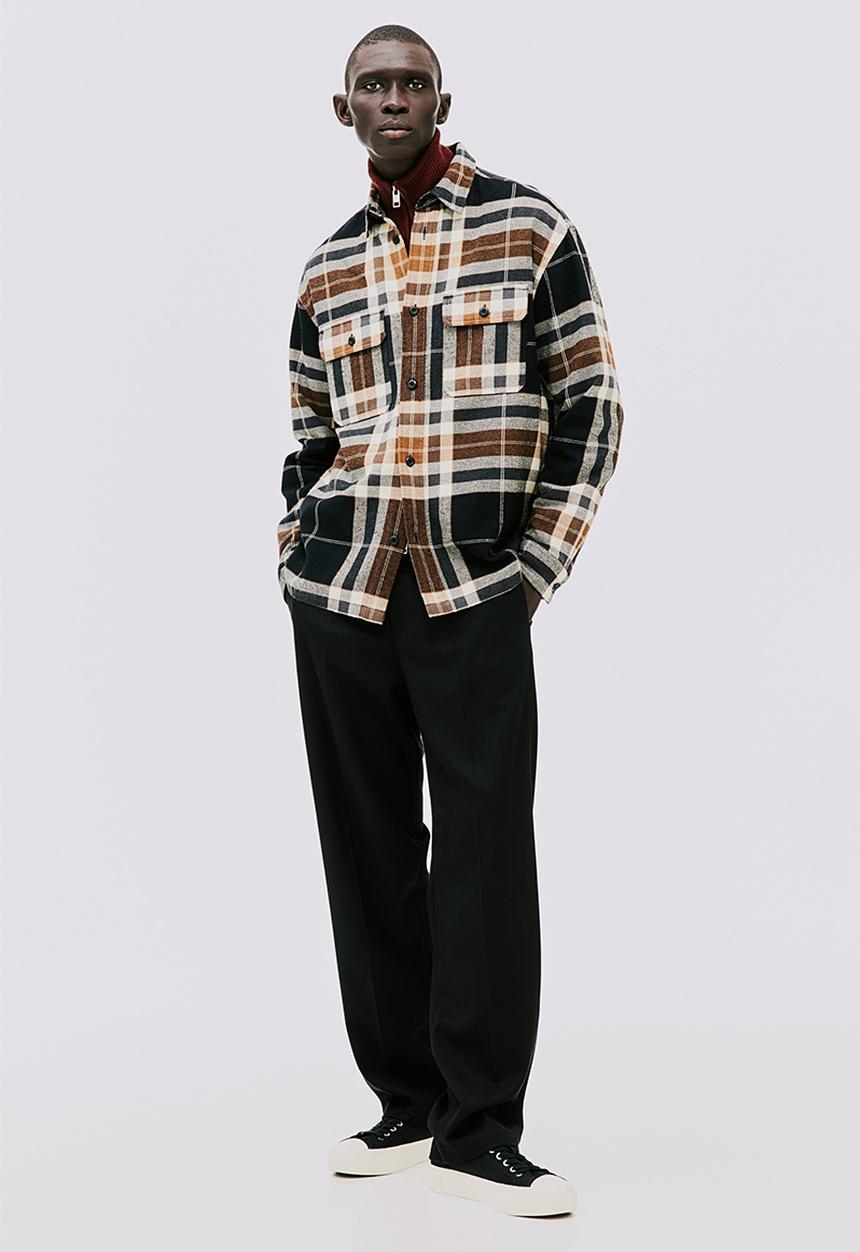 H&M - Relaxed fit overshirt - brown,multi