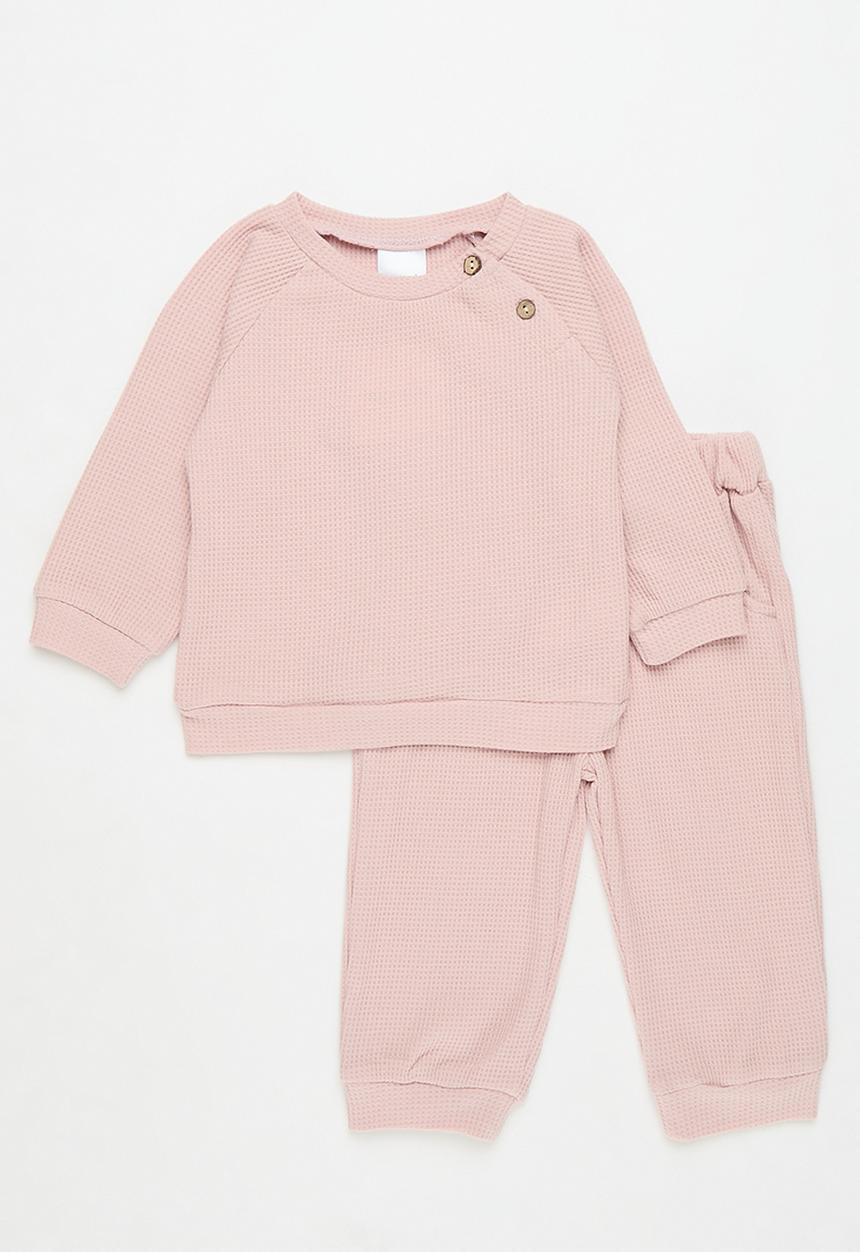Pop Candy - Waffle knit set - pink