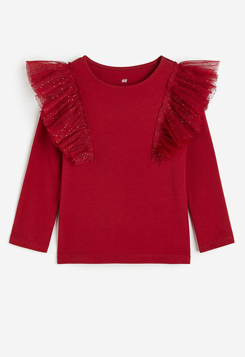 H&M - Flounce-trimmed top - red