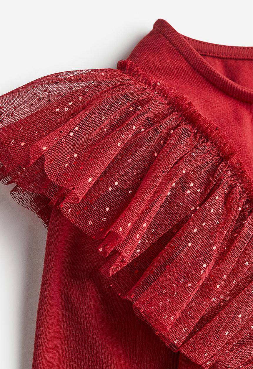 H&M - Flounce-trimmed top - red