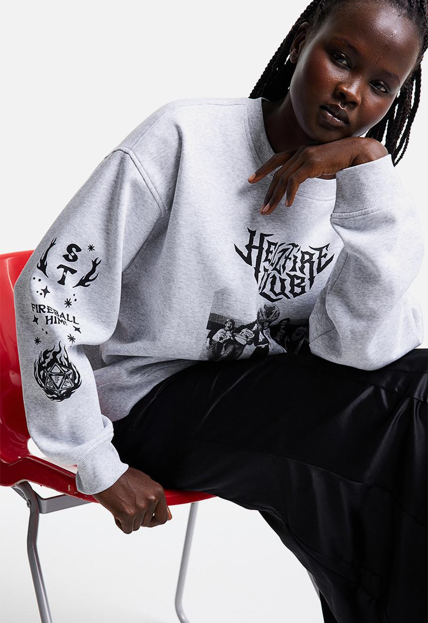 H&M - Printed sweatshirt - grey marl & stranger things