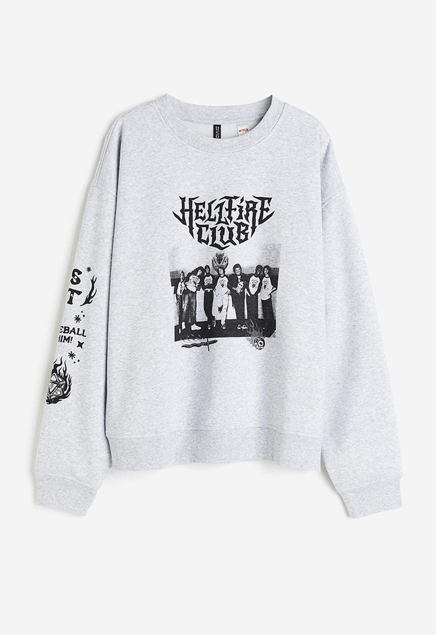 H&M - Printed sweatshirt - grey marl & stranger things