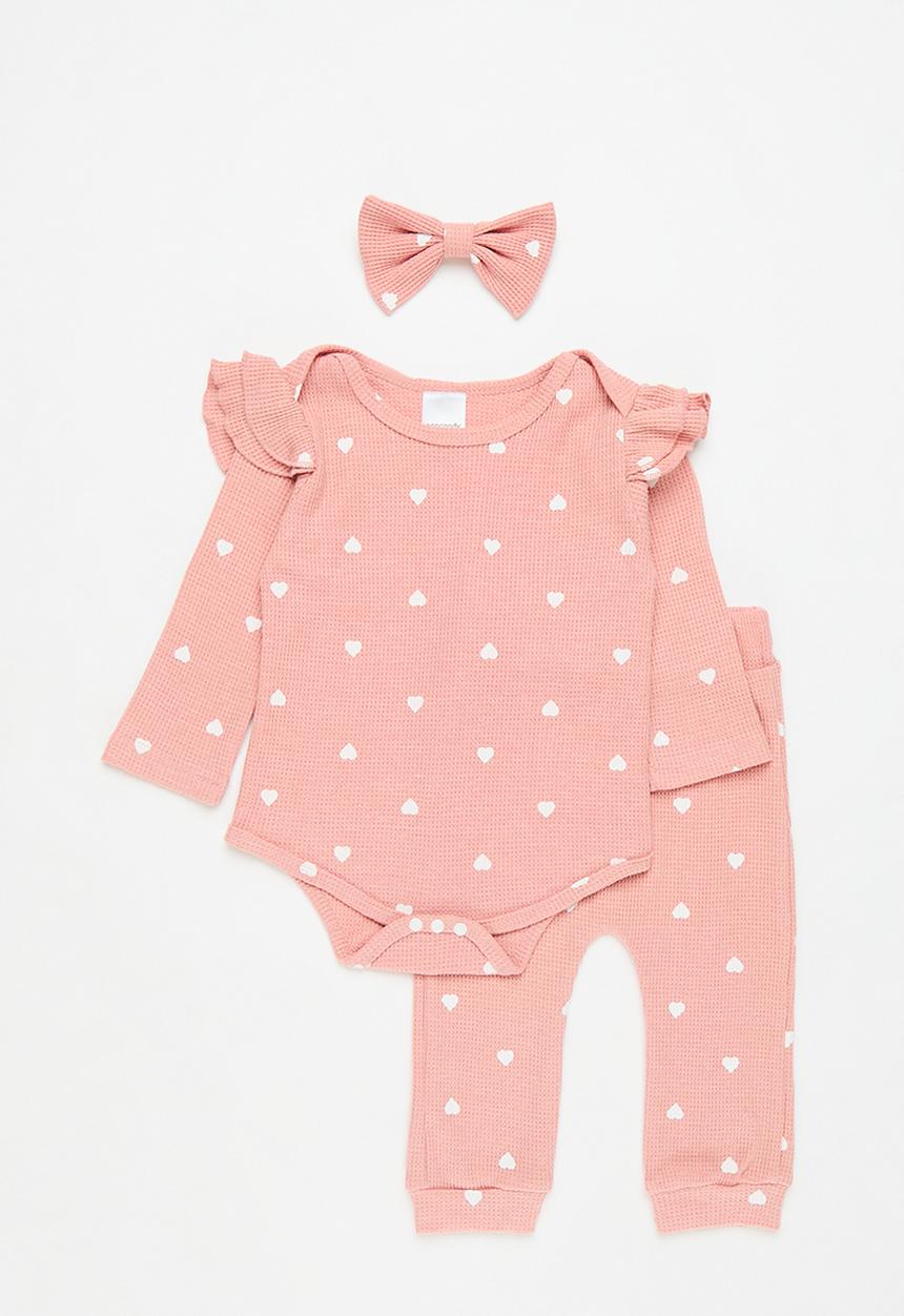 Pop Candy - 3 Piece printed romper set - pink