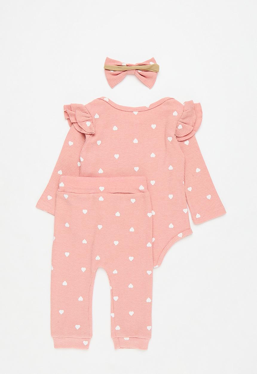 Pop Candy - 3 Piece printed romper set - pink