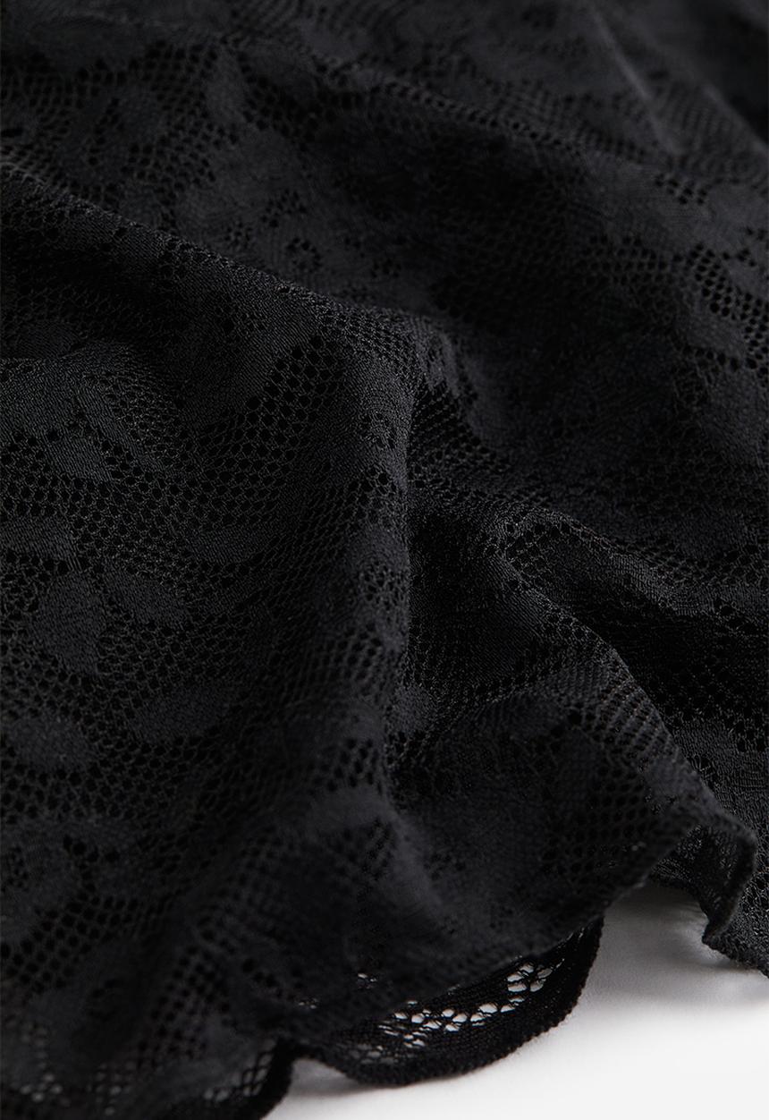 H&M - Long-sleeved lace top - black