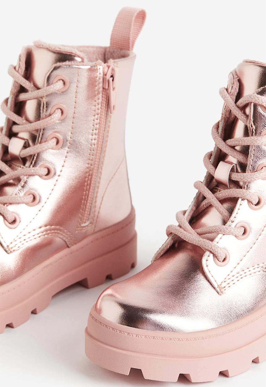 H&M - Warm-lined lace-up boots - pink
