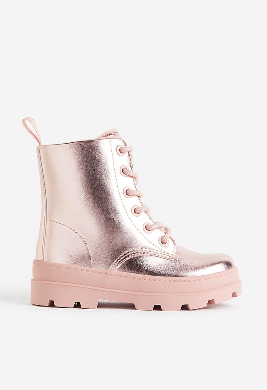H&M - Warm-lined lace-up boots - pink