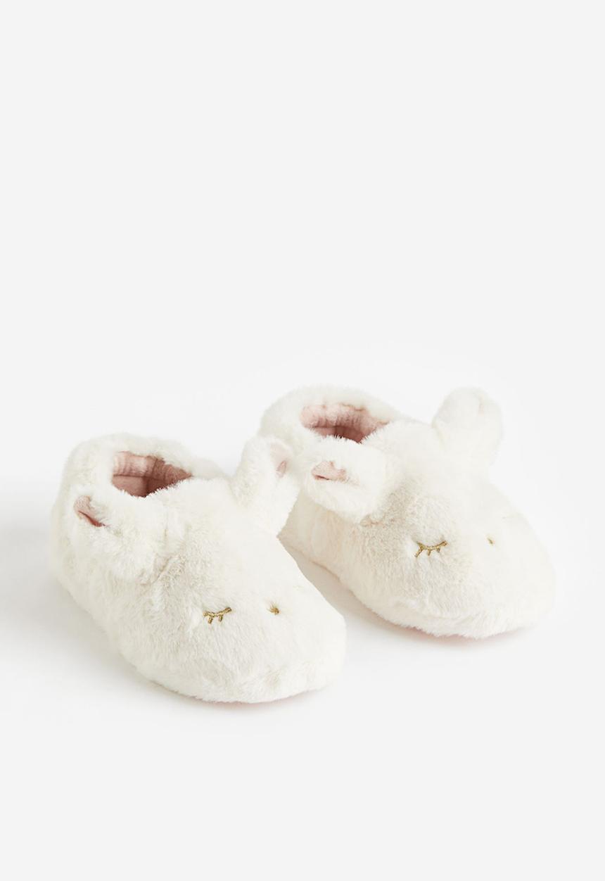 H&M - Fluffy animal slippers - white bunny