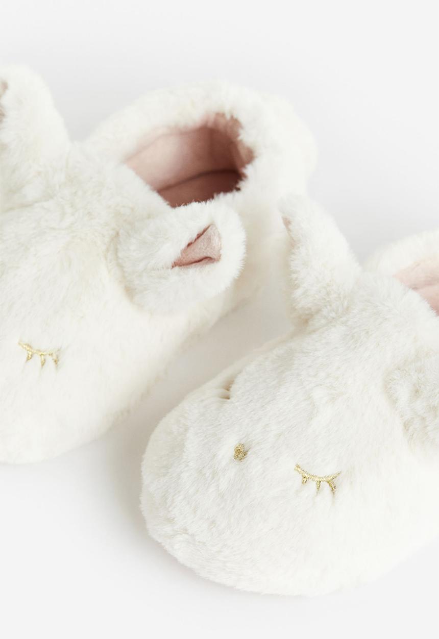 H&M - Fluffy animal slippers - white bunny