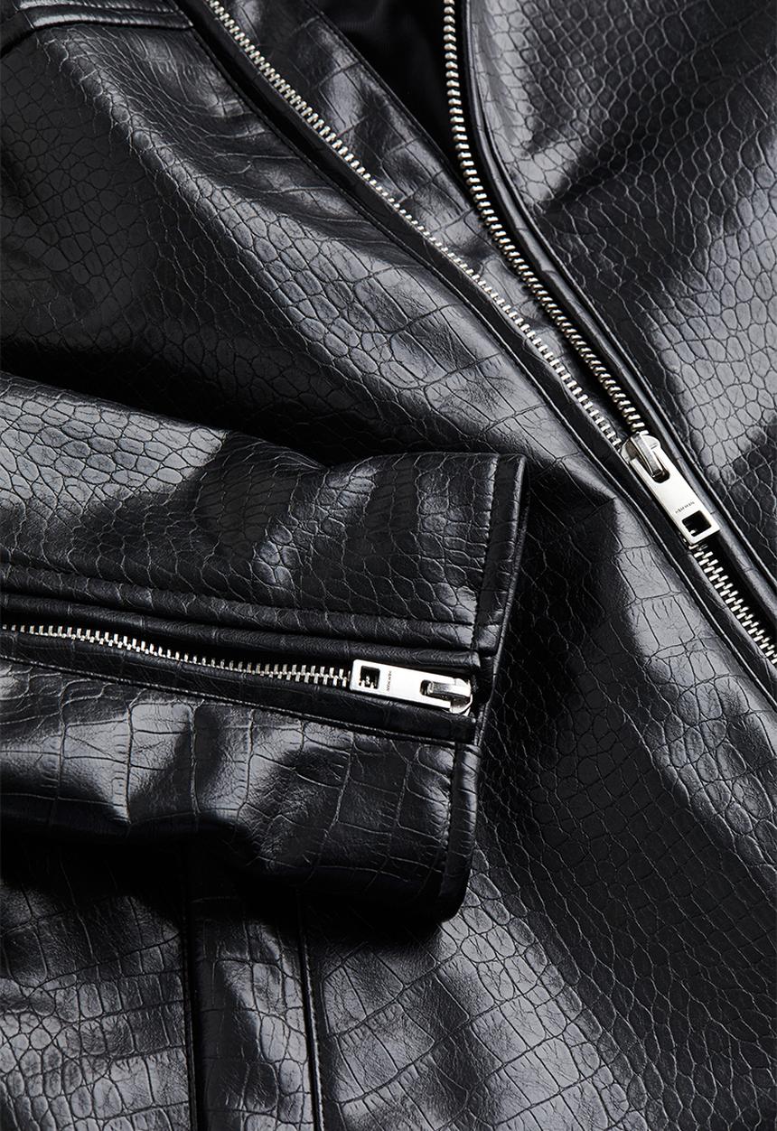 H&M - Regular fit coated jacket - black/crocodile-patterned