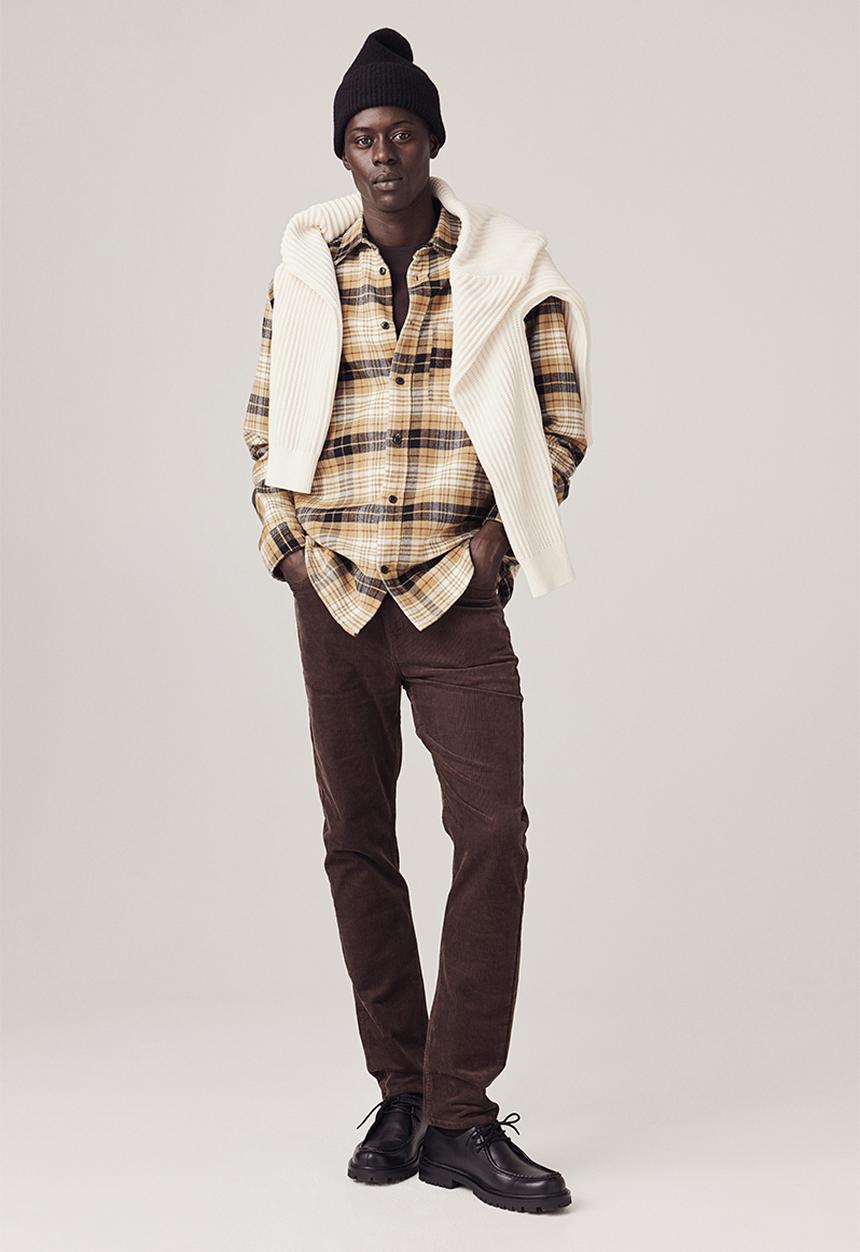 H&M - Regular fit flannel shirt - beige/checked
