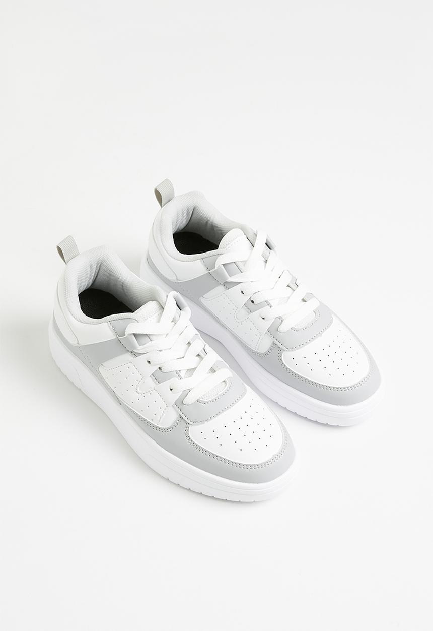 Pop Candy - Colour block lace up shoes - grey & white