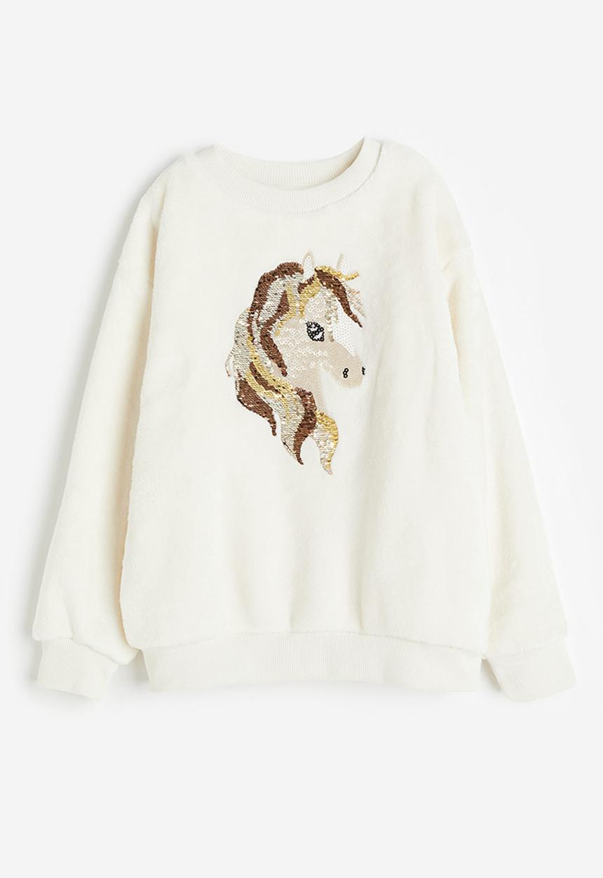 H&M - Reversible sequin-motif sweatshirt - white/horse