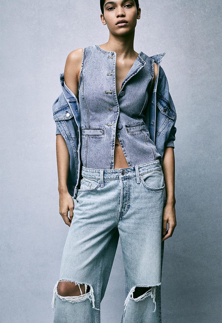 H&M - Baggy wide low jeans - light denim blue