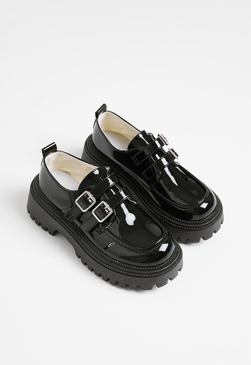 Pop Candy - Twin strap chunky loafers - black
