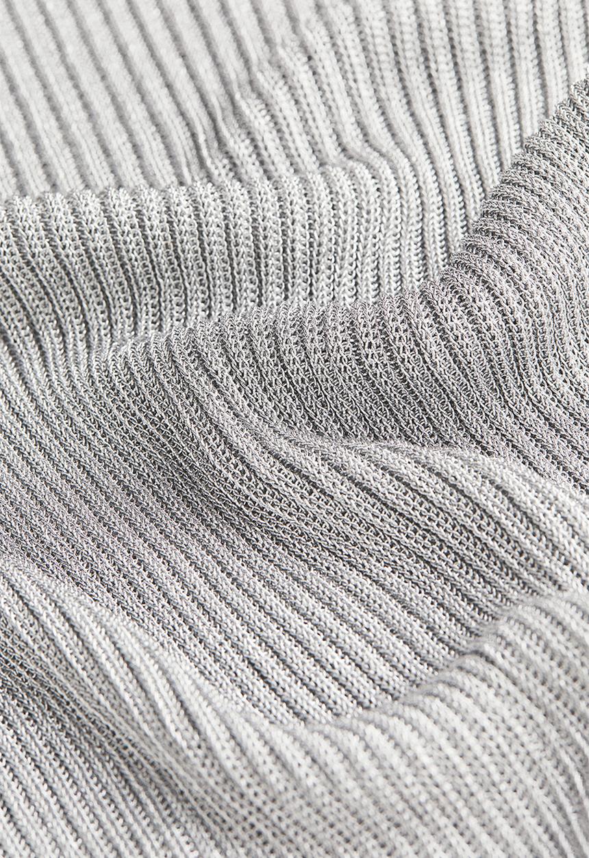 H&M - Metallic rib-knit top - silver-coloured