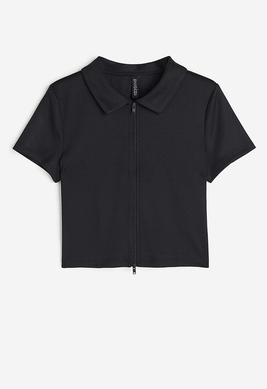H&M - Collared zip-through top - black