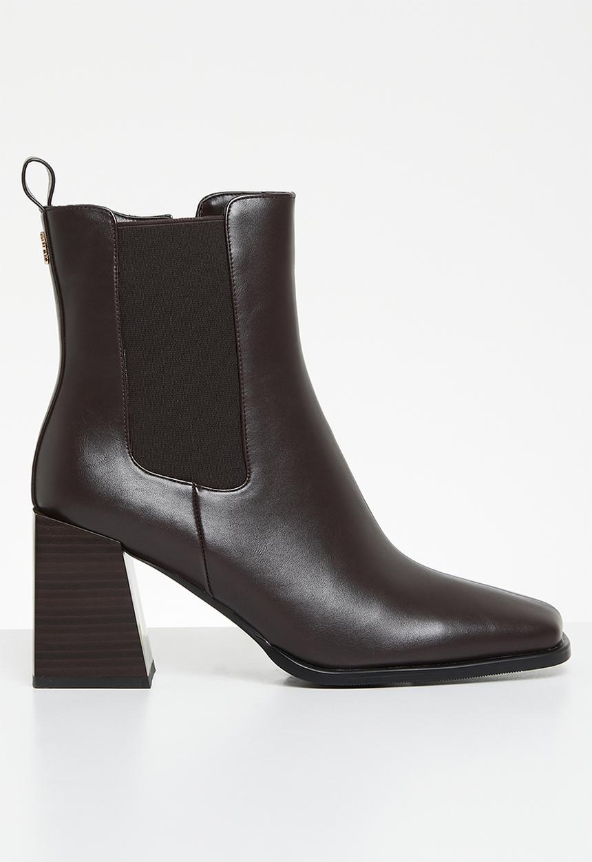 POLO - Chelsea block heel ankle boot - brown