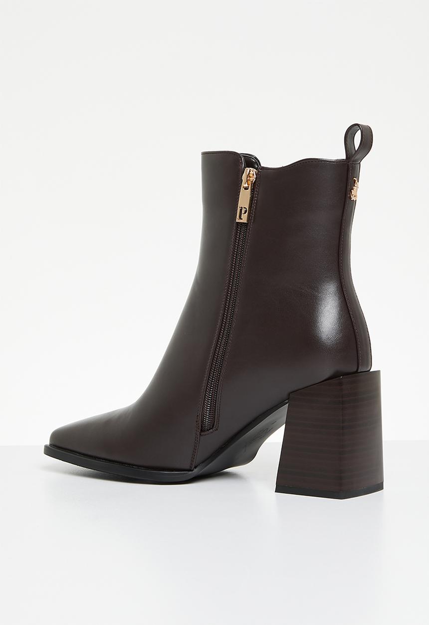 POLO - Chelsea block heel ankle boot - brown