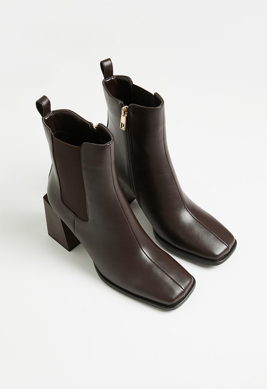 POLO - Chelsea block heel ankle boot - brown