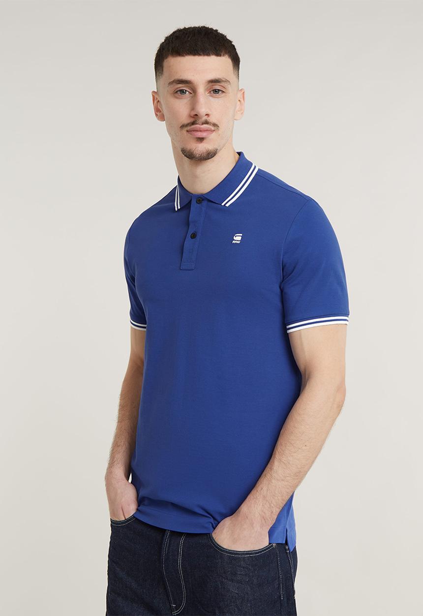 G-STAR - Dunda slim stripe polo s\s Premium stretch pk o - radar blue