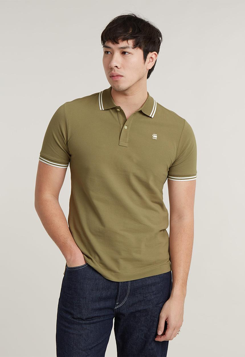 G-STAR - Dunda slim stripe polo s\s Premium stretch pk o - ensis green