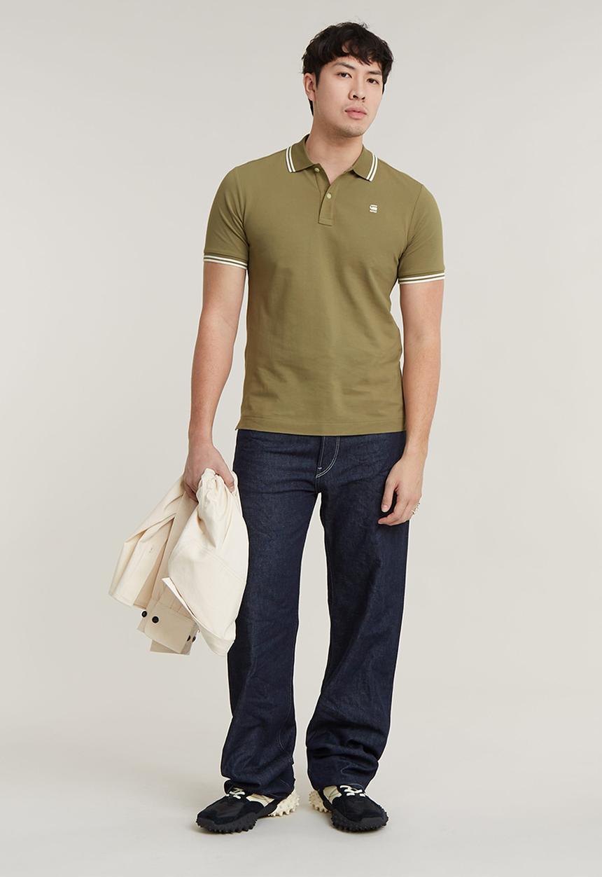 G-STAR - Dunda slim stripe polo s\s Premium stretch pk o - ensis green