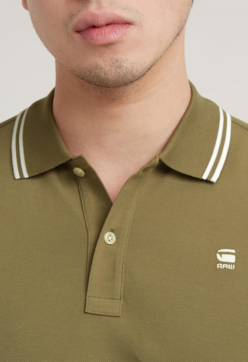 G-STAR - Dunda slim stripe polo s\s Premium stretch pk o - ensis green