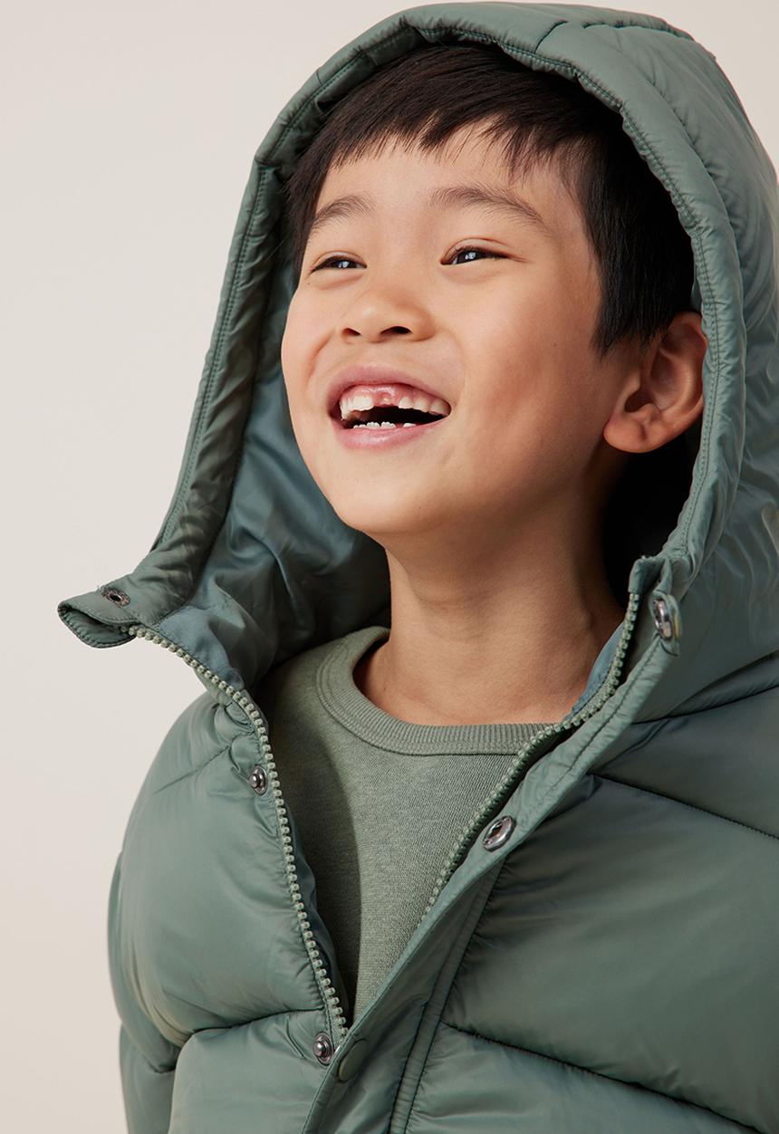 Cotton On - Hunter hooded puffer jacket - swag green
