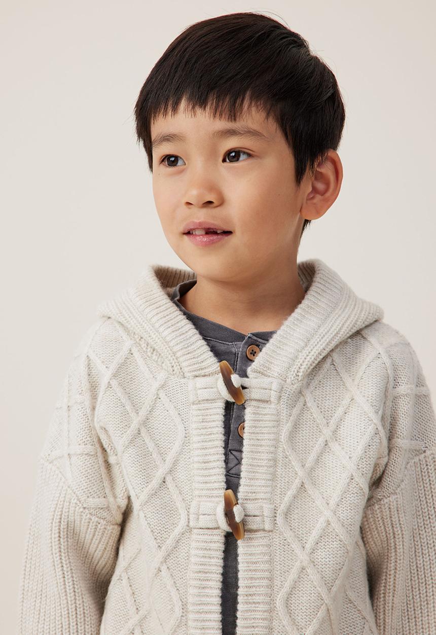 Cotton On - Cable hooded cardigan - rainy day