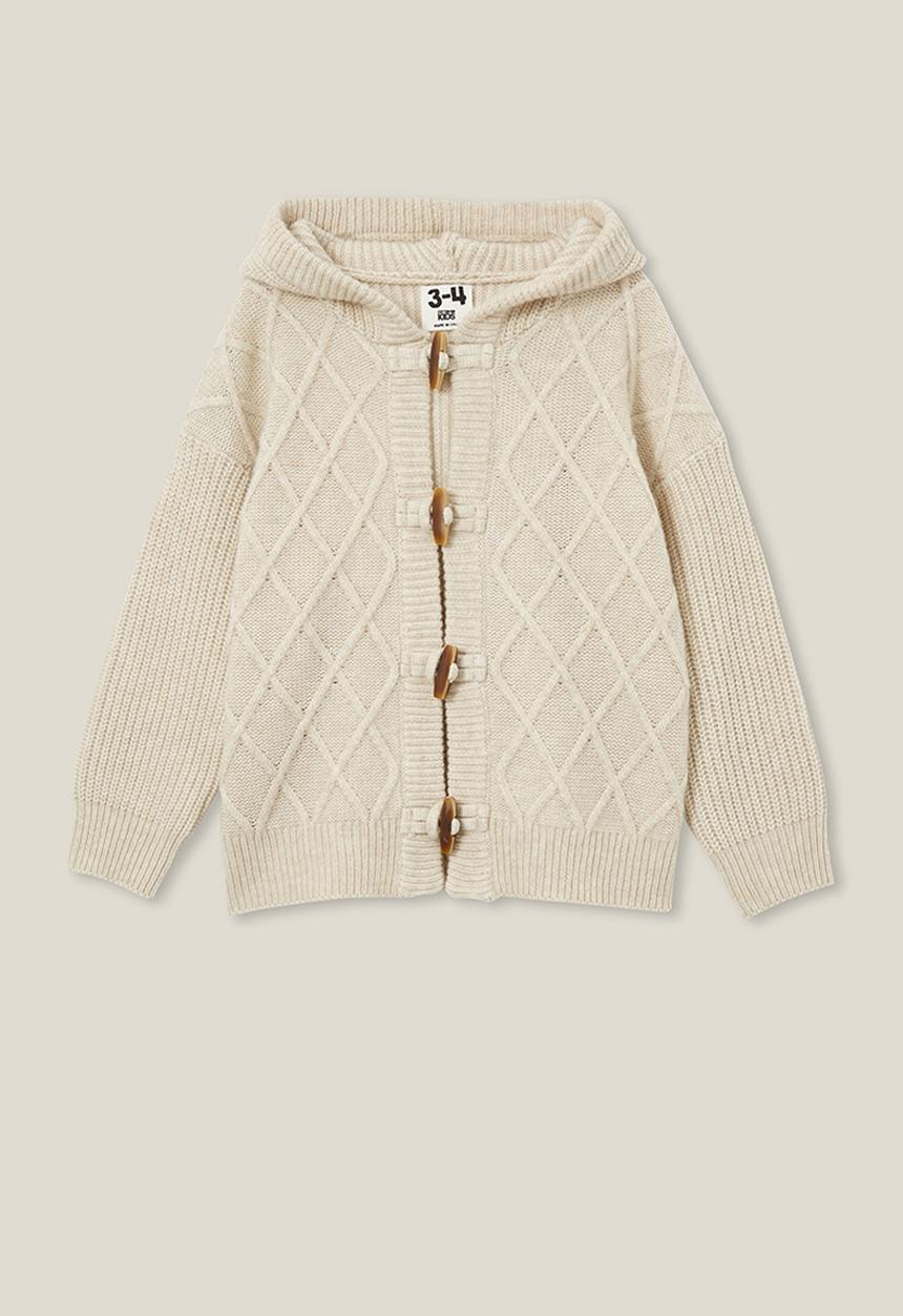 Cotton On - Cable hooded cardigan - rainy day