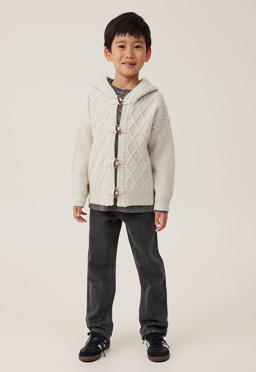 Cotton On - Cable hooded cardigan - rainy day