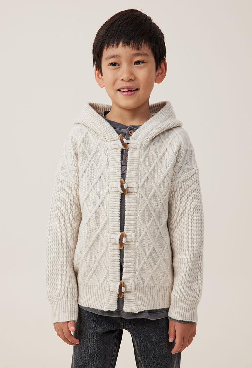 Cotton On - Cable hooded cardigan - rainy day