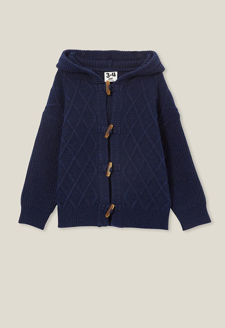 Cotton On - Cable hooded cardigan - navy blazer