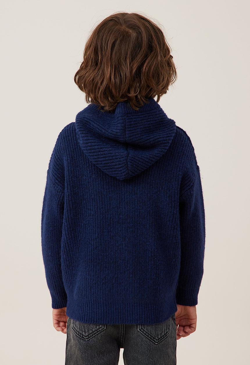 Cotton On - Cable hooded cardigan - navy blazer