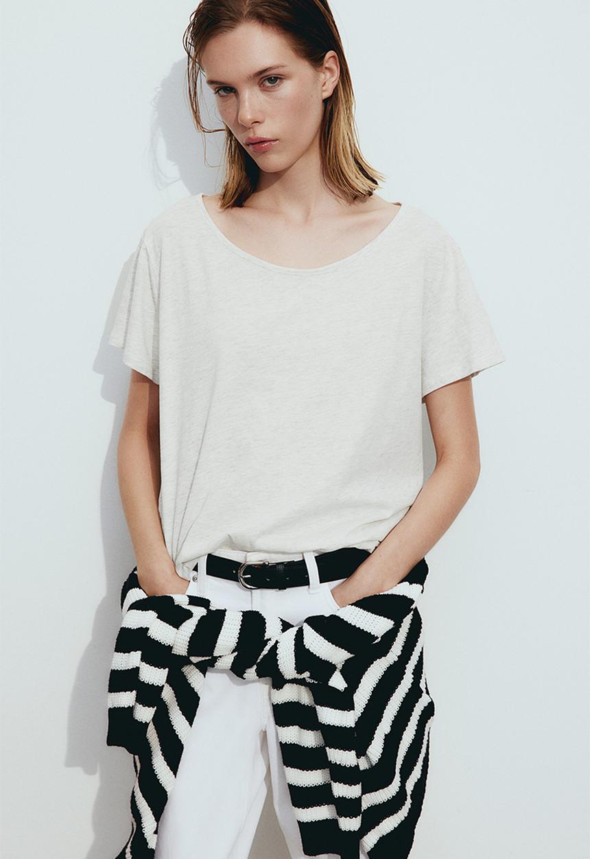 H&M - Cotton t-shirt - light grey marl