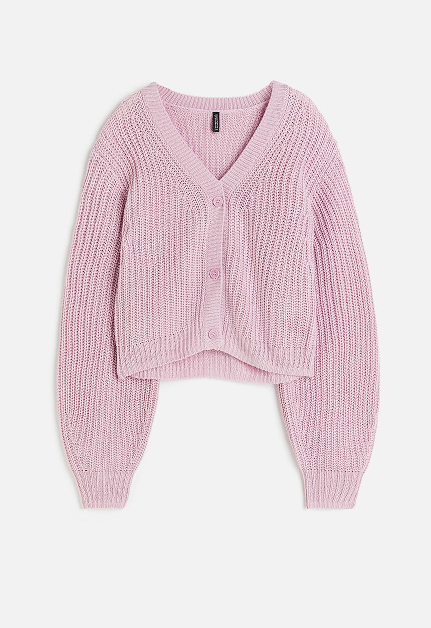 H&M - Balloon-sleeved cardigan - light pink