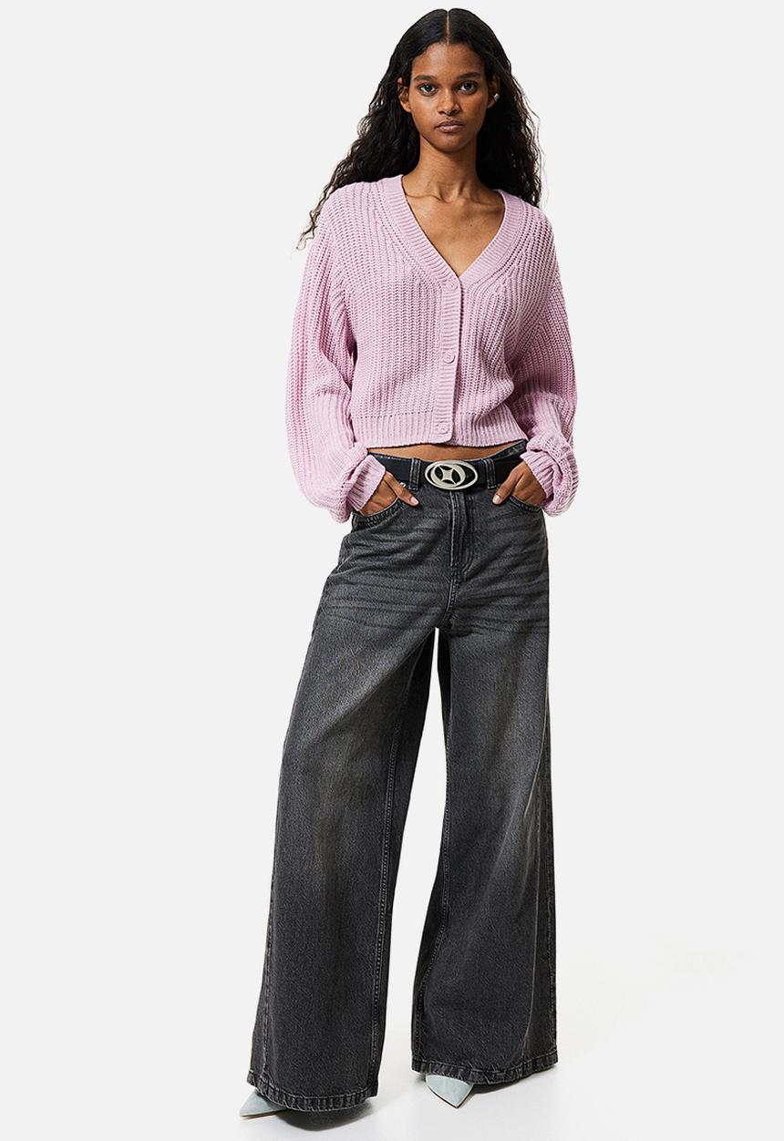 H&M - Balloon-sleeved cardigan - light pink