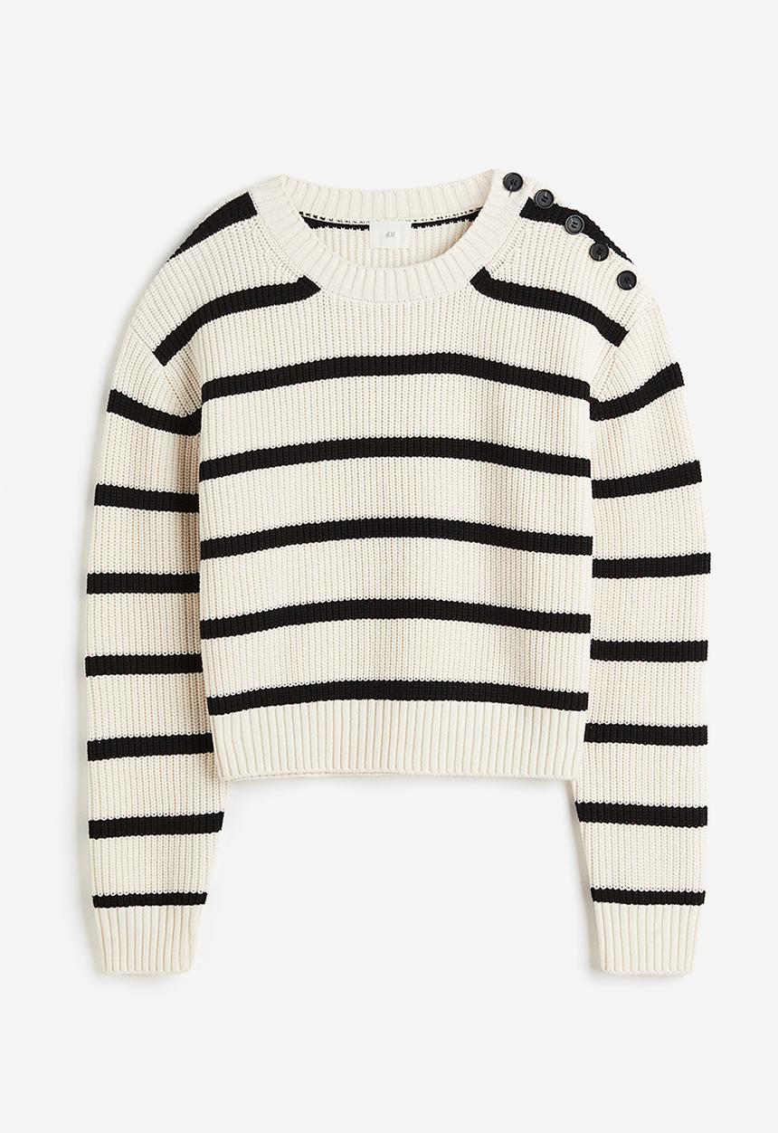 H&M - Cotton-blend jumper - cream/striped